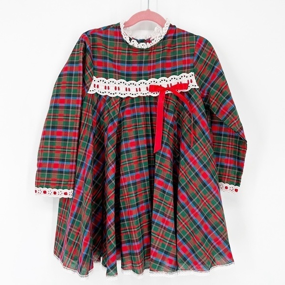 70s Vintage Haddad Brothers Plaid Dress Size 6 - Picture 1 of 5